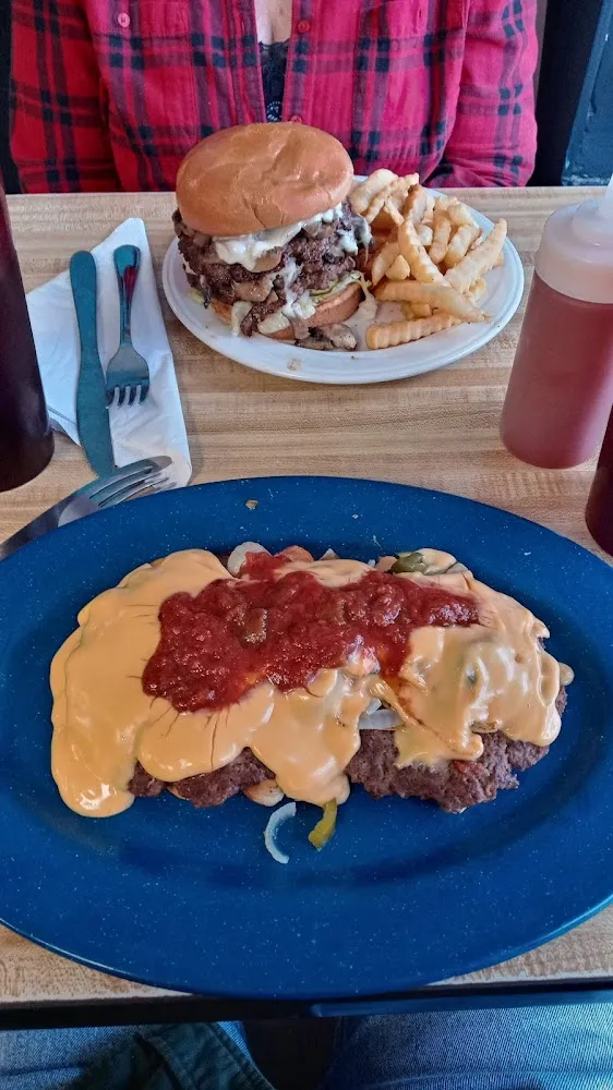 Open Face Cheddar Burger